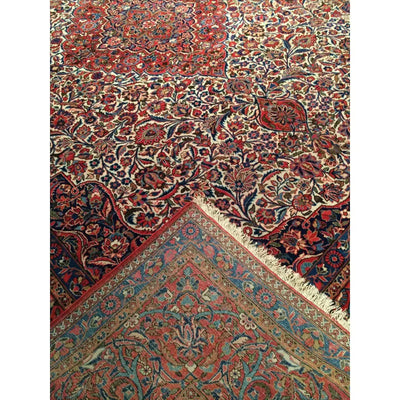 Canvello Ivory Antique Persian Kashan Rugs - 8'11" X 11'7"