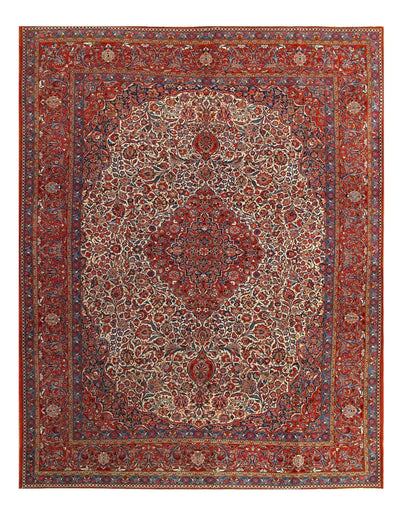 Canvello Ivory Antique Silkroad Kashan Rugs - 8'11" X 11'7" - Canvello