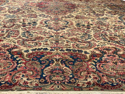 Canvello Ivory Antique Silkroad Kerman Rug - 11'2' X 18'6" - Canvello