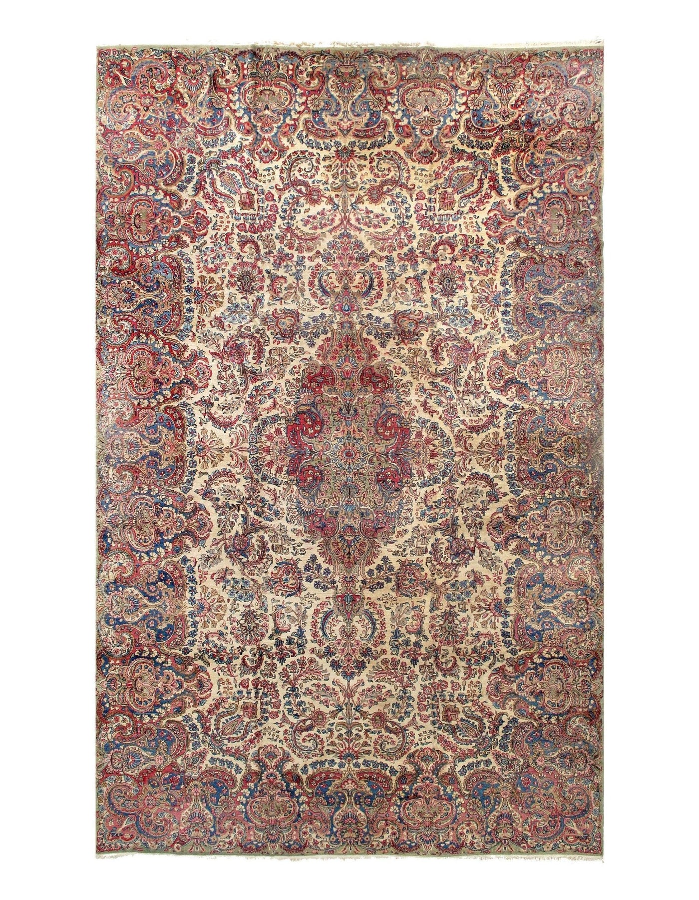 Canvello Ivory Antique Silkroad Kerman Rug - 11'2' X 18'6" - Canvello