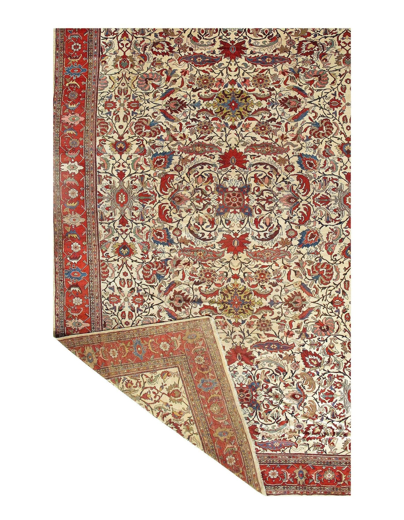 Canvello Ivory Antique Persian Sultanabad Rug -12'9" X 22'1"