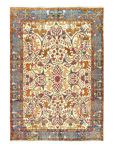 Canvello Ivory Antique Persian Tabriz Rug - 8'2'' X 12'