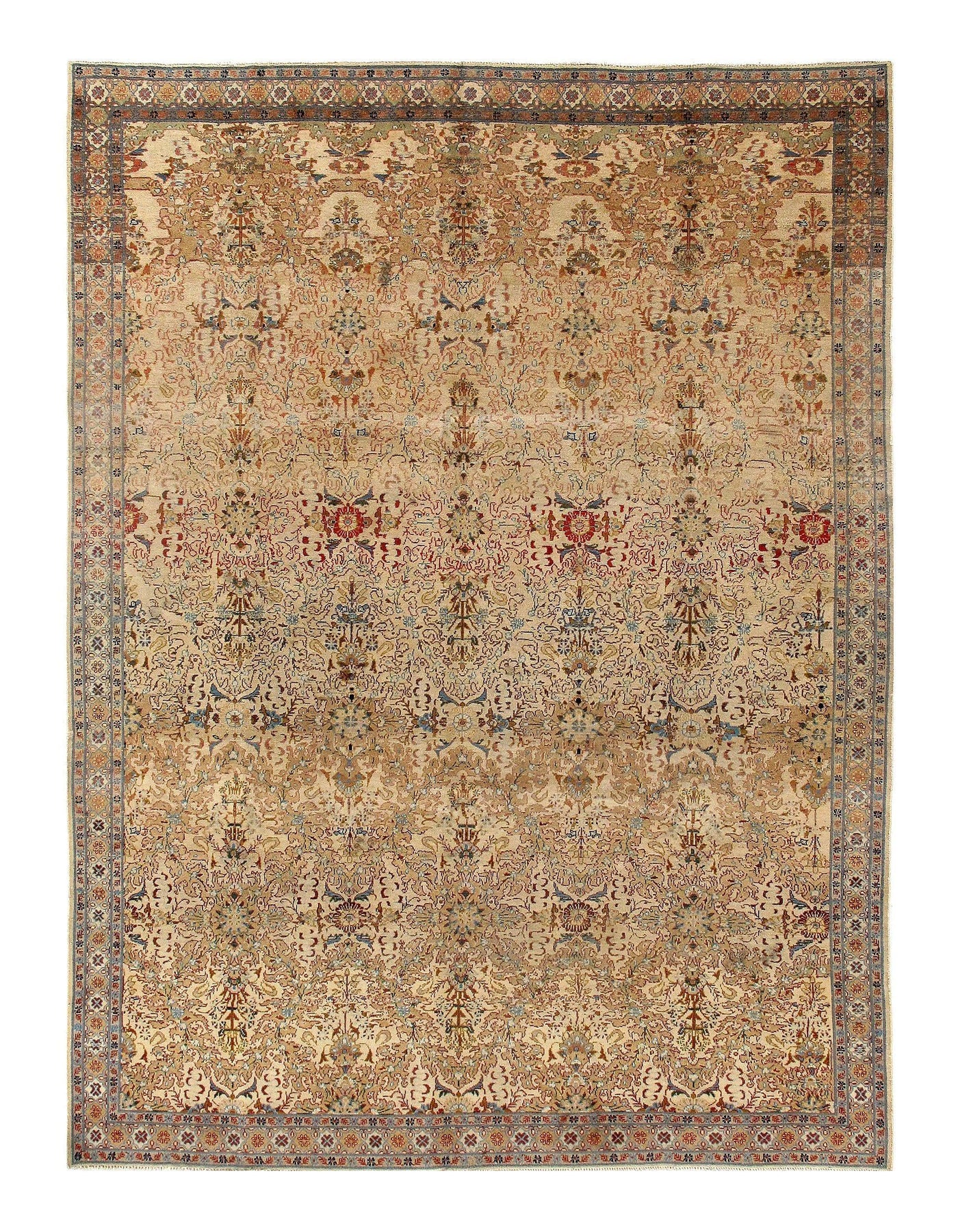 Canvello Ivory Antique Persian Tabriz Rugs - 7' X 9'
