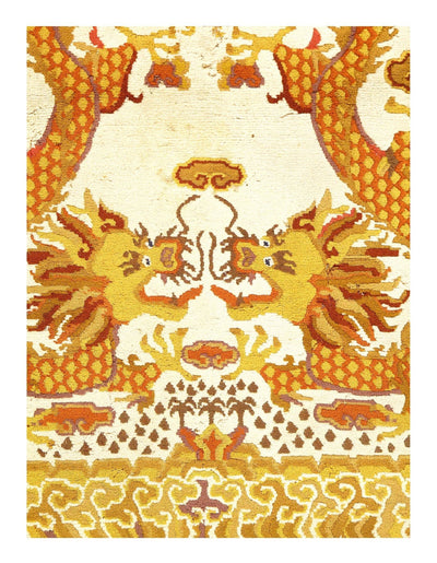 Canvello Ivory color Antique Chinese Dragon Rug - 3' X 5'5'' - Canvello