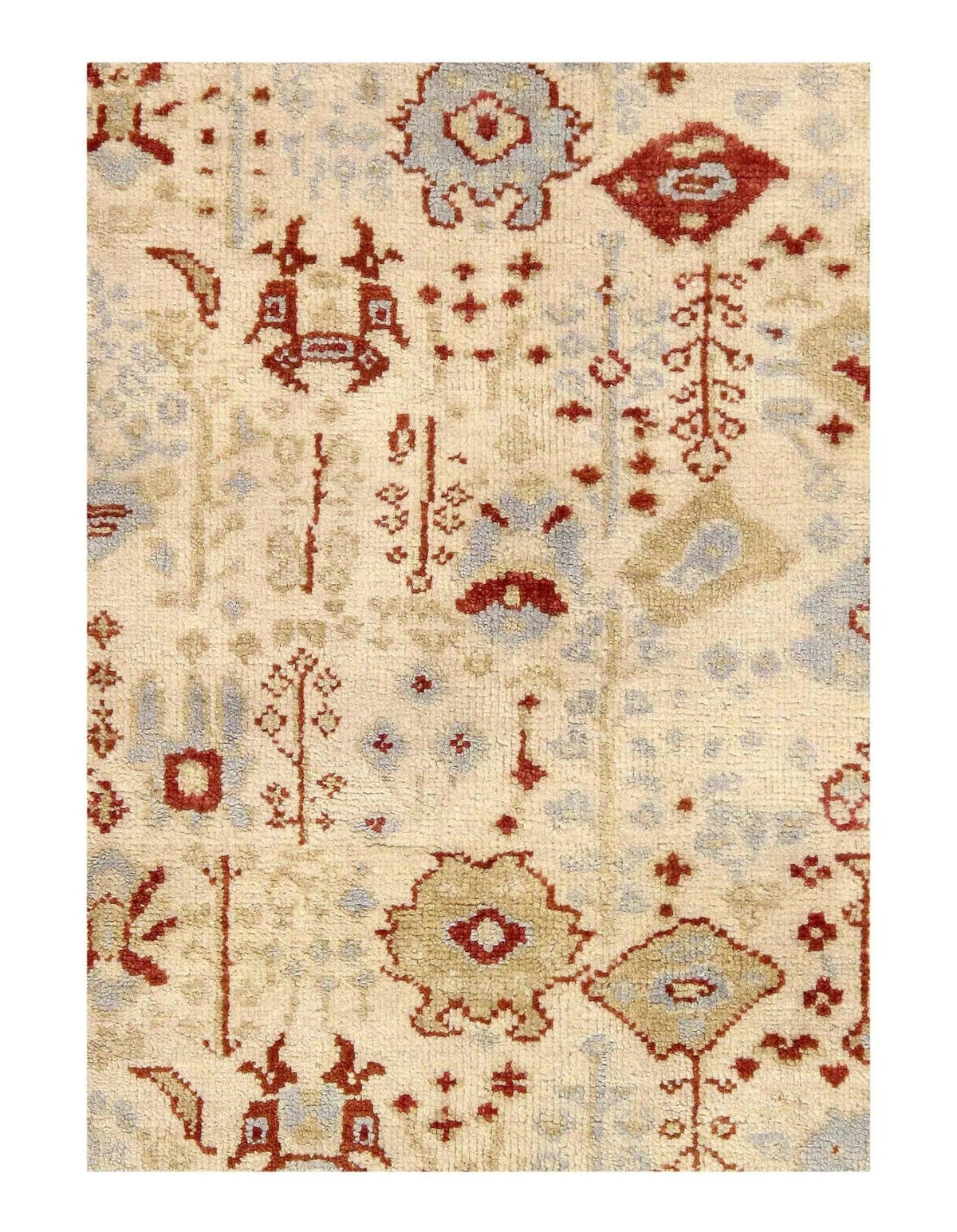 Canvello Ivory color fine Hand Knotted Indian Oushak Rug - 8' X 10' - Canvello