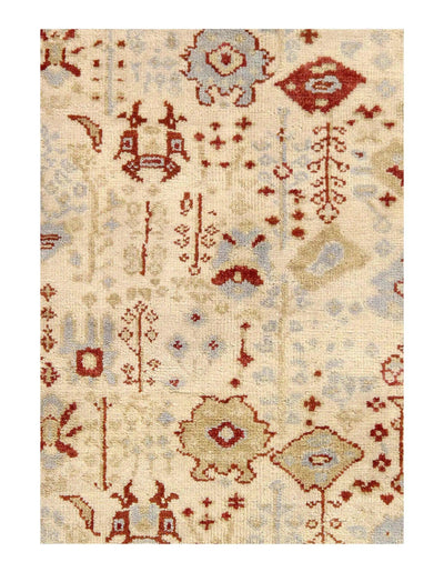 Ivory color fine Hand Knotted Indian Oushak Rug - 8' X 10'