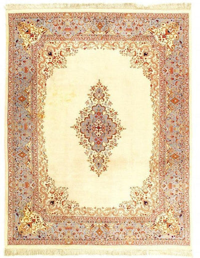 Canvello Ivory Color Fine Hand Knotted Silkroad Kerman Design 8' X 10' - Canvello