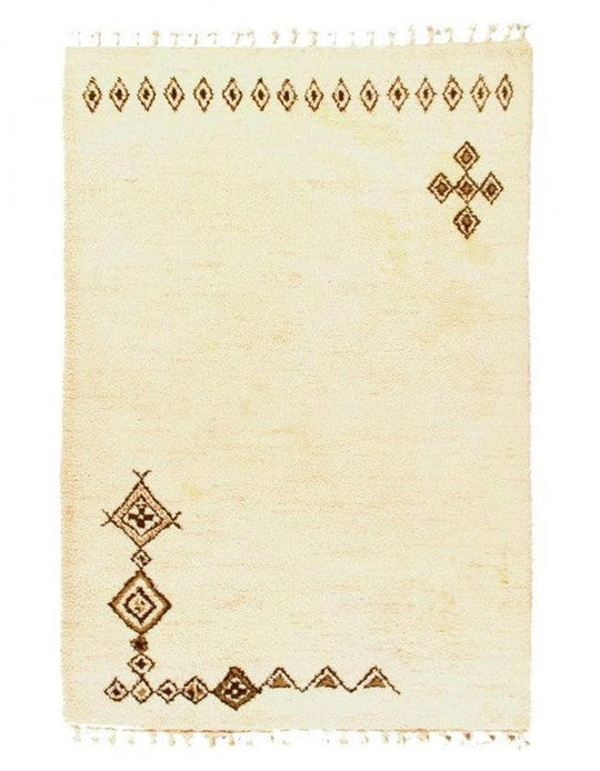 Canvello Ivory Color Hand Knotted Vintage Moroccan 6'3''X 9'3''
