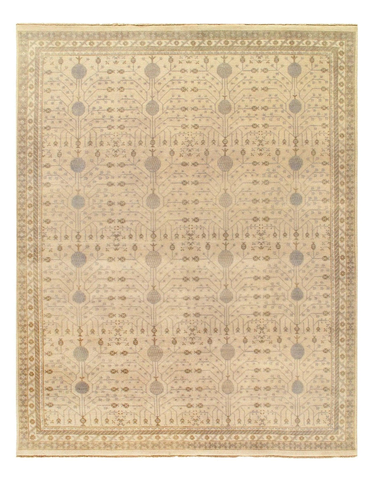 Canvello Marfil Fine Khotan anudado a mano 10' X 14'