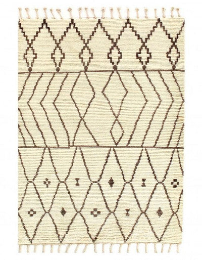 Canvello Ivory Fine Hand Knotted Moroccon 5'5'' X 7'3'' - Canvello