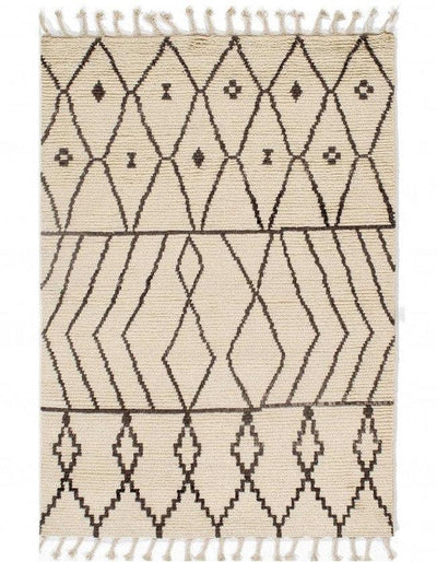 Canvello Ivory fine hand Knotted Moroccon rug 5'5'' X 7'6'' - Canvello