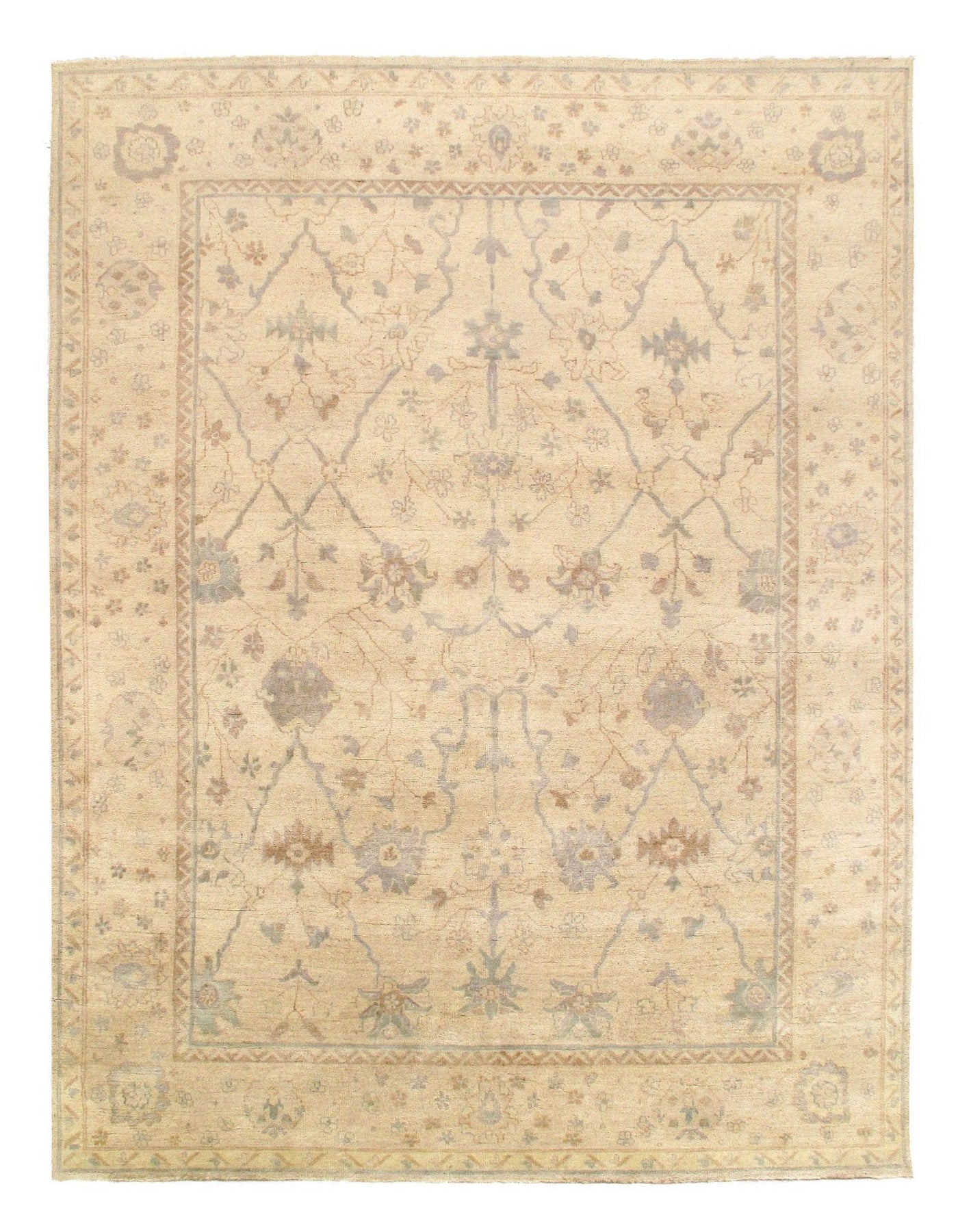 Canvello Ivory Fine Hand knotted Oushak 8' X 10' - Canvello