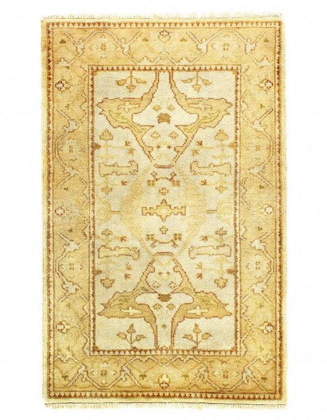 Canvello Ivory Fine Hand Knotted Oushak Design 3'2'' X 5' - Canvello