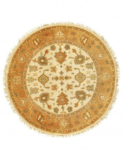 Ivory Fine Hand Knotted Oushak round rug 5' X 5'