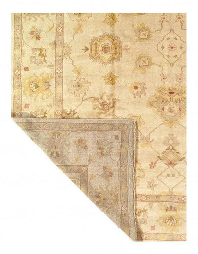 Canvello Ivory Fine Hand Knotted Oushak Rug 12' X 14' - Canvello