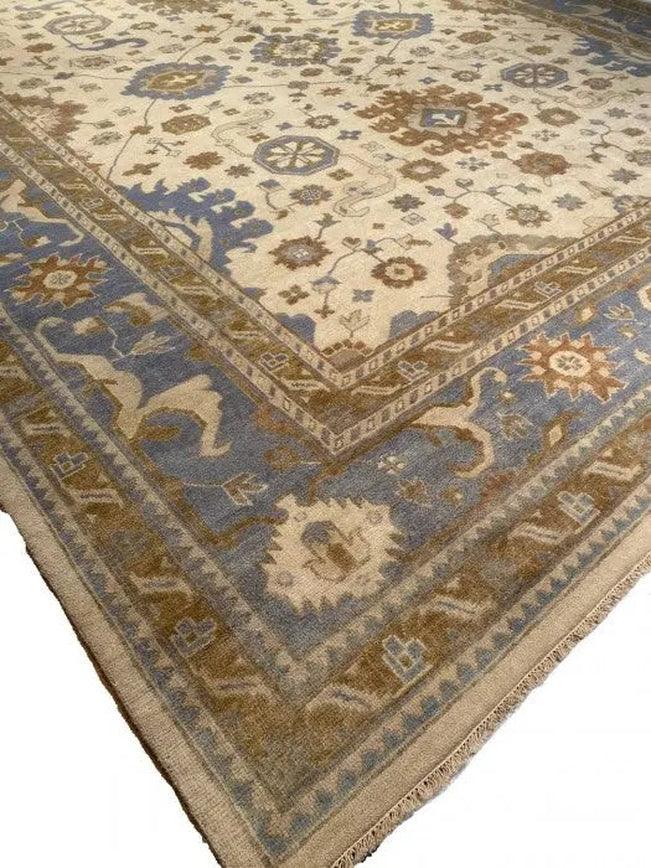 Canvello Ivory Fine Hand Knotted Oushak Rug 12' X 15' - Canvello