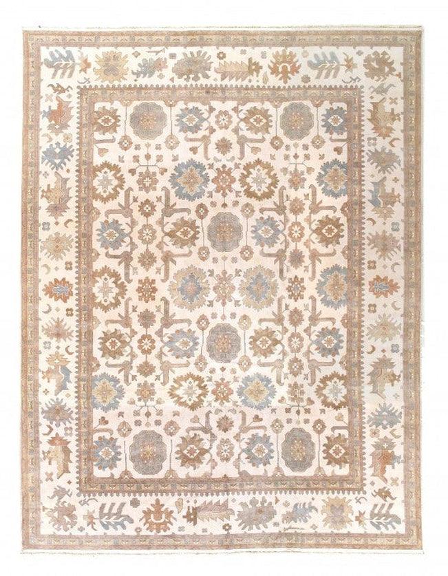 Canvello Ivory Fine Hand Knotted Oushak Rug 13'11'' X 18'' - Canvello