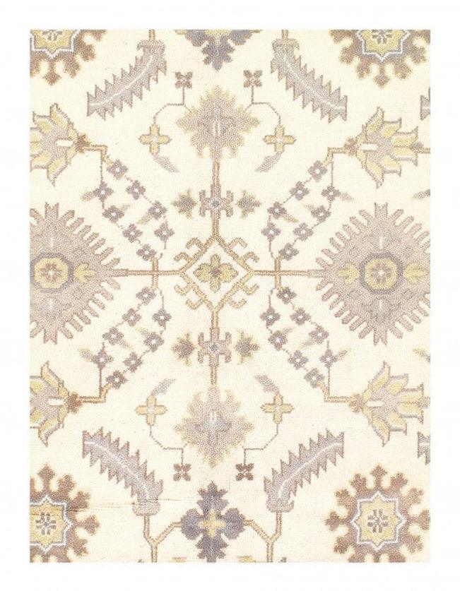 Canvello Ivory Fine Hand Knotted Oushak Rug 9' X 12' - Canvello