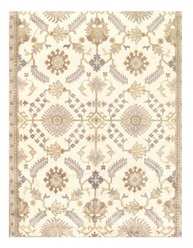 Canvello Ivory Fine Hand Knotted Oushak Rug 9' X 12' - Canvello