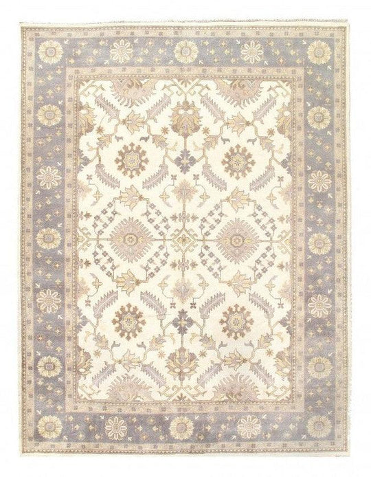 Canvello Ivory Fine Hand Knotted Oushak Rug 9' X 12'