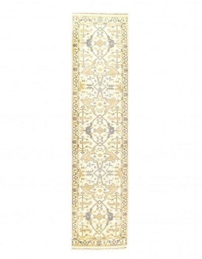 Canvello Ivory Fine Hand Knotted Oushak Runner 2'5'' X 10' - Canvello