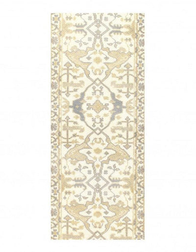 Canvello Ivory Fine Hand Knotted Oushak Runner 2'5'' X 10' - Canvello