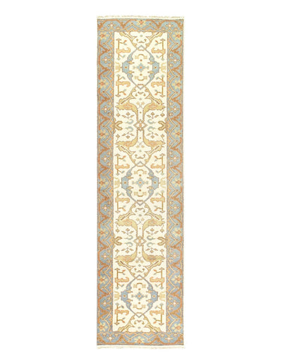 Canvello Ivory Fine Hand Knotted Oushak Runner 2'5'' X 9'9'' - Canvello