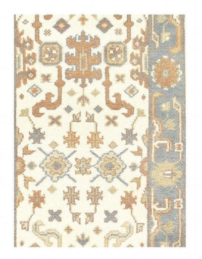 Canvello Ivory Fine Hand Knotted Oushak Runner 2'6'' X 12'3'' - Canvello