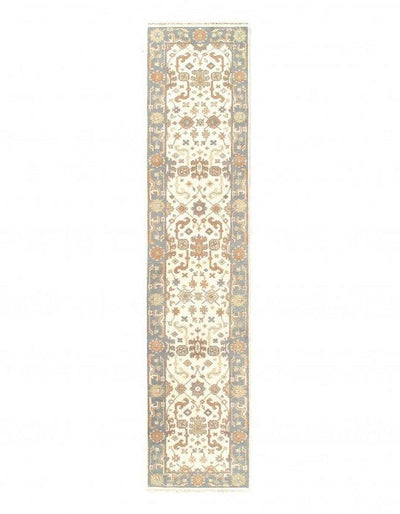 Canvello Ivory Fine Hand Knotted Oushak Runner 2'6'' X 12'3'' - Canvello