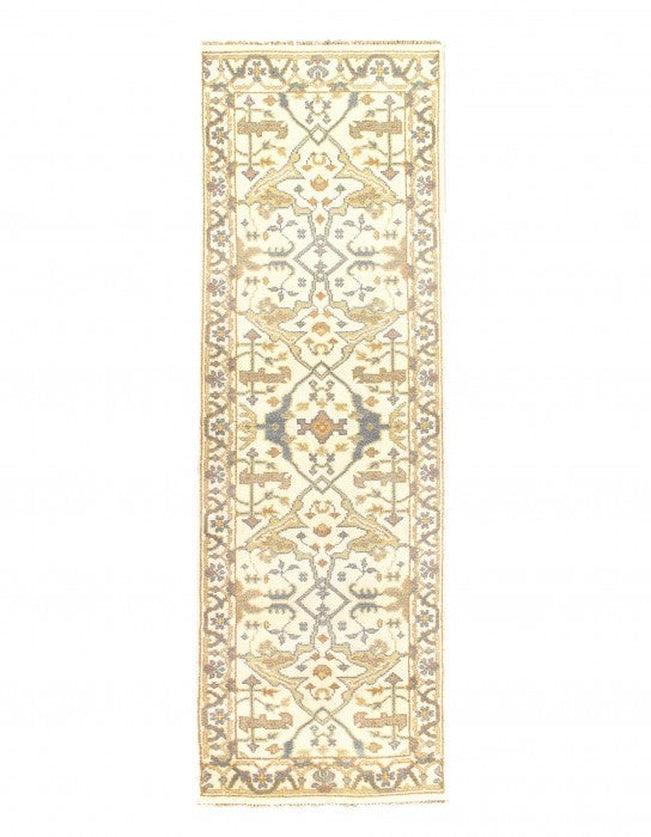 Canvello Ivory Fine Hand Knotted Oushak Runner 2'6'' X 8' - Canvello