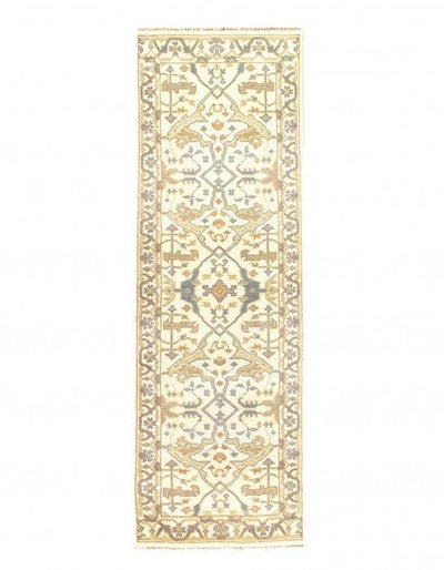 Canvello Ivory Fine Hand Knotted Oushak Runner 2'6'' X 8' - Canvello