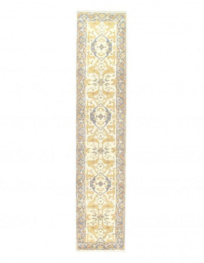 Canvello Ivory Fine Hand Knotted Oushak Runner 2'7'' X 11'9'' - Canvello