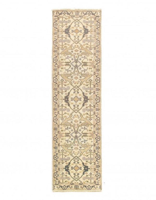 Canvello Ivory Fine Hand Knotted Oushak Runner 2'7'' X 9'8'' - Canvello