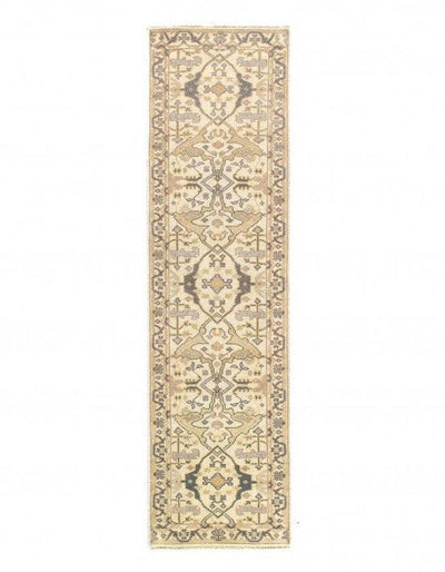 Canvello Ivory Fine Hand Knotted Oushak Runner 2'7'' X 9'8'' - Canvello