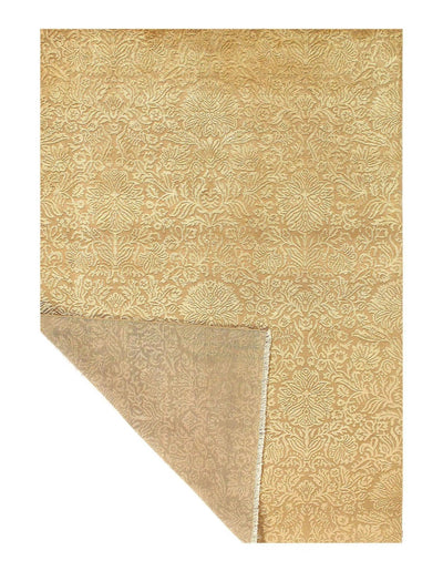 Canvello Ivory Fine Hand Knotted silk & wool Modern Rug - 5'9'' X 7'11'' - Canvello