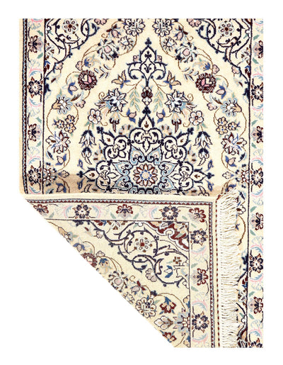 Ivory Fine Hand Knotted Persian Silk & wool Nain 6 LA 1'9'' X 2'11''