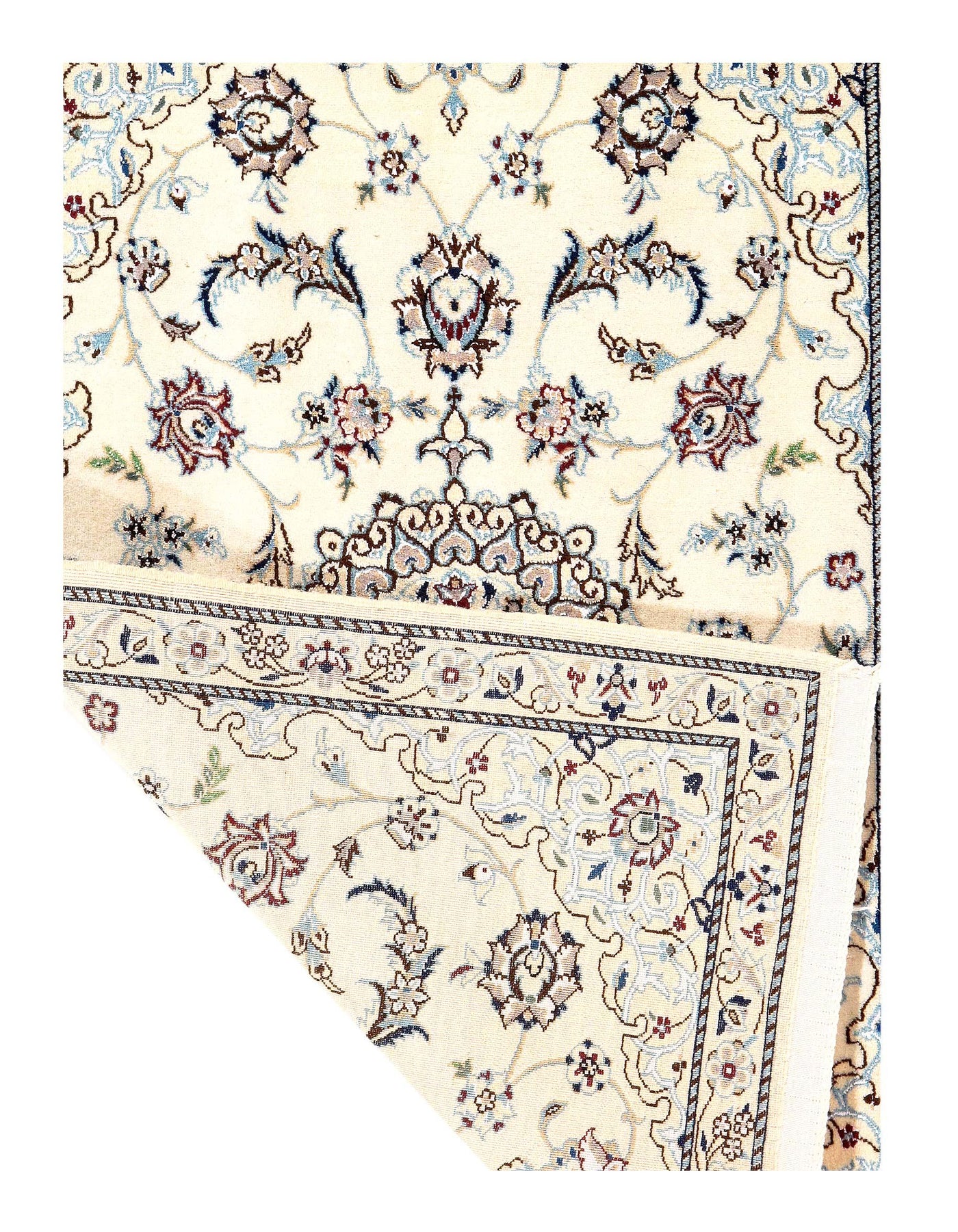 Ivory Fine Hand Knotted Persian Silk & wool Nain 6 LA 2'2'' X 3'2''