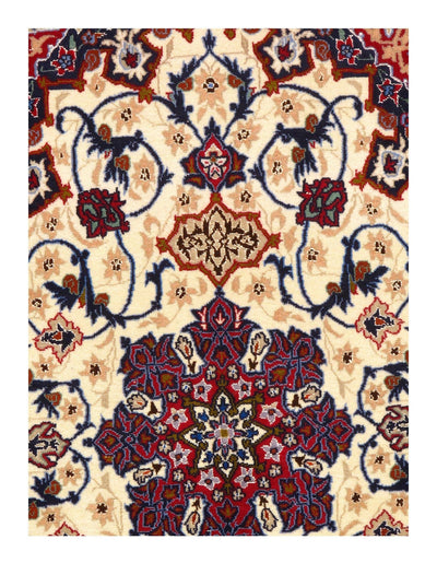 Canvello Ivory Fine Hand Knotted Silkroad silk & wool Isfahan 2'3'' X 3'5' - Canvello