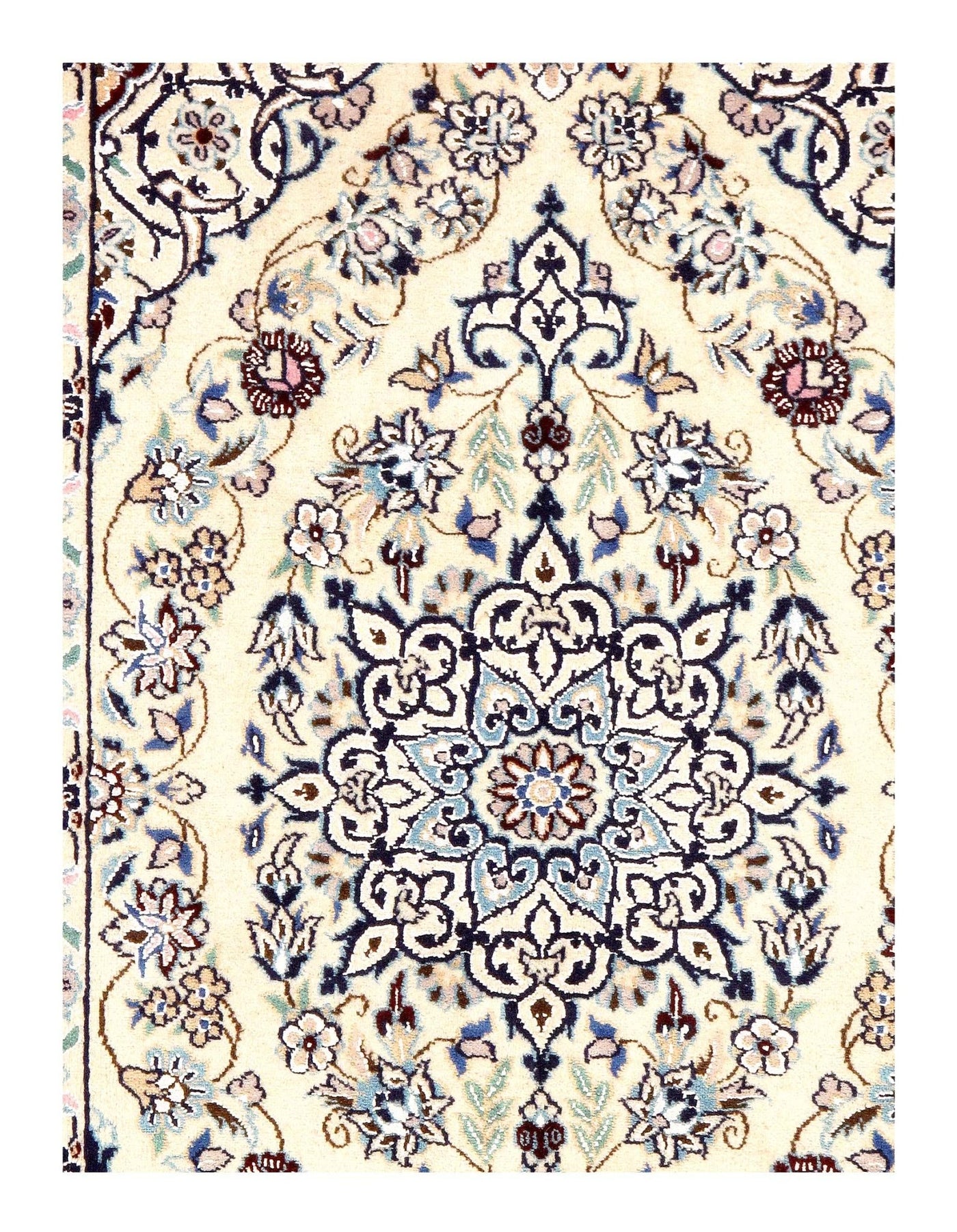 Canvello Ivory Fine Hand Knotted Silkroad Silk & wool Nain 6 LA 1'9'' X 2'11'' - Canvello