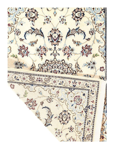 Canvello Ivory Fine Hand Knotted Silkroad Silk & wool Nain 6 LA 2'2'' X 3'2'' - Canvello