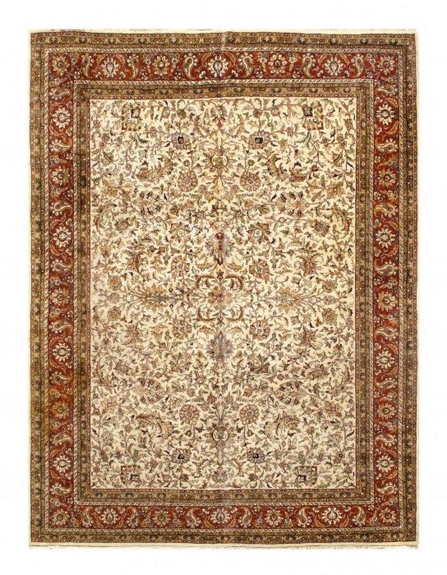 Canvello Ivory Fine Hand Knotted Tabriz Rug 10'2'' X 13' - Canvello