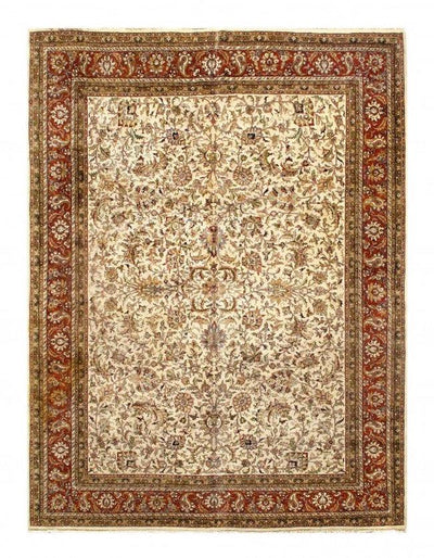 Canvello Ivory Fine Hand Knotted Tabriz Rug 10'2'' X 13' - Canvello