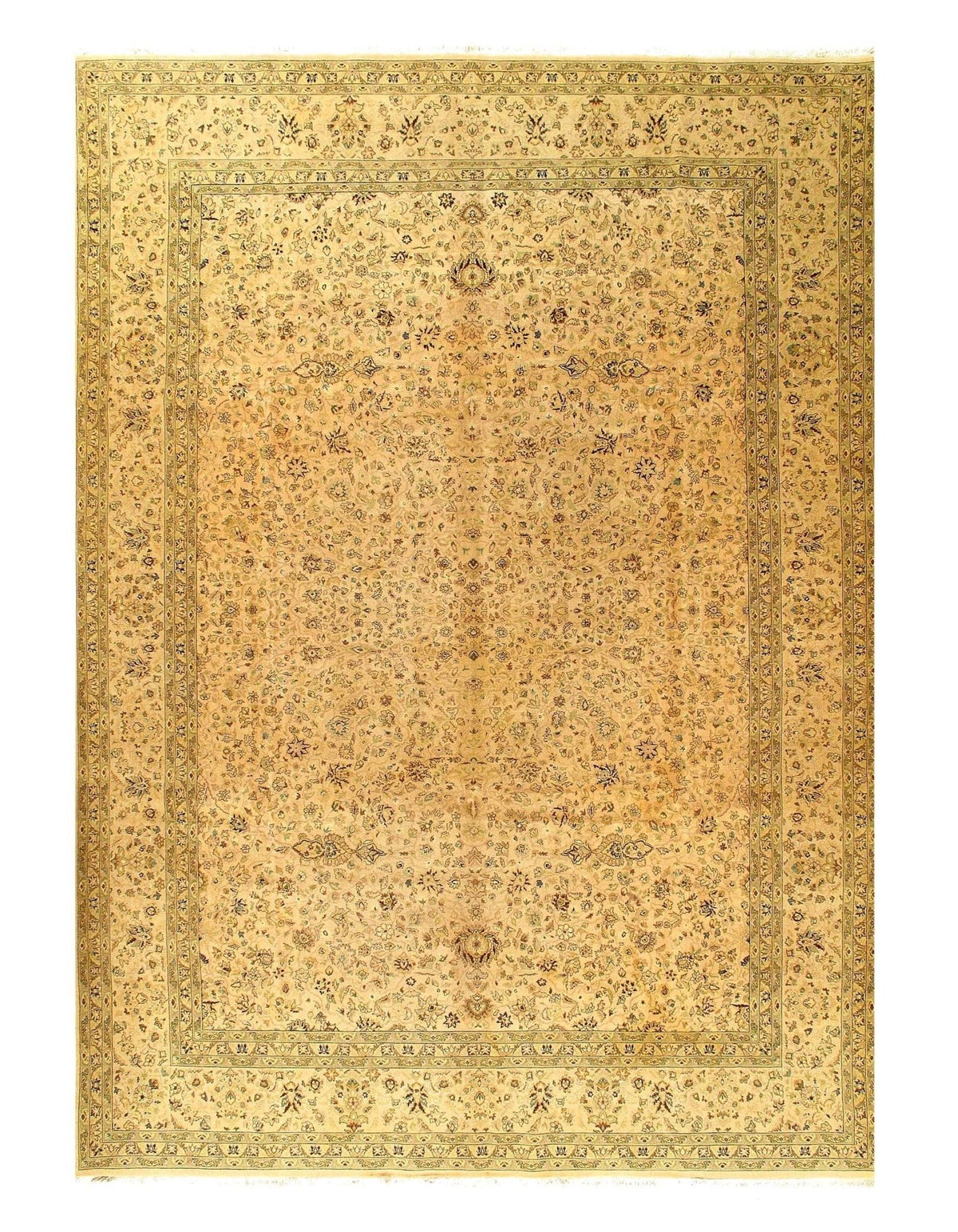 Canvello Ivory Fine Hand Knotted Tabriz Rug 9'11'' X 14'1''
