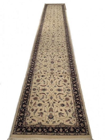 Canvello Ivory Fine Hand Knotted Tabriz Runner 2'7'' X 17'1'' - Canvello