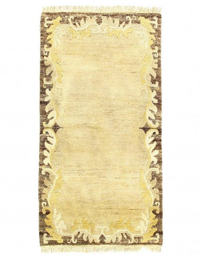 Canvello Ivory Fine Hand Knotted Tibetan Rug - 3' X 5'11''
