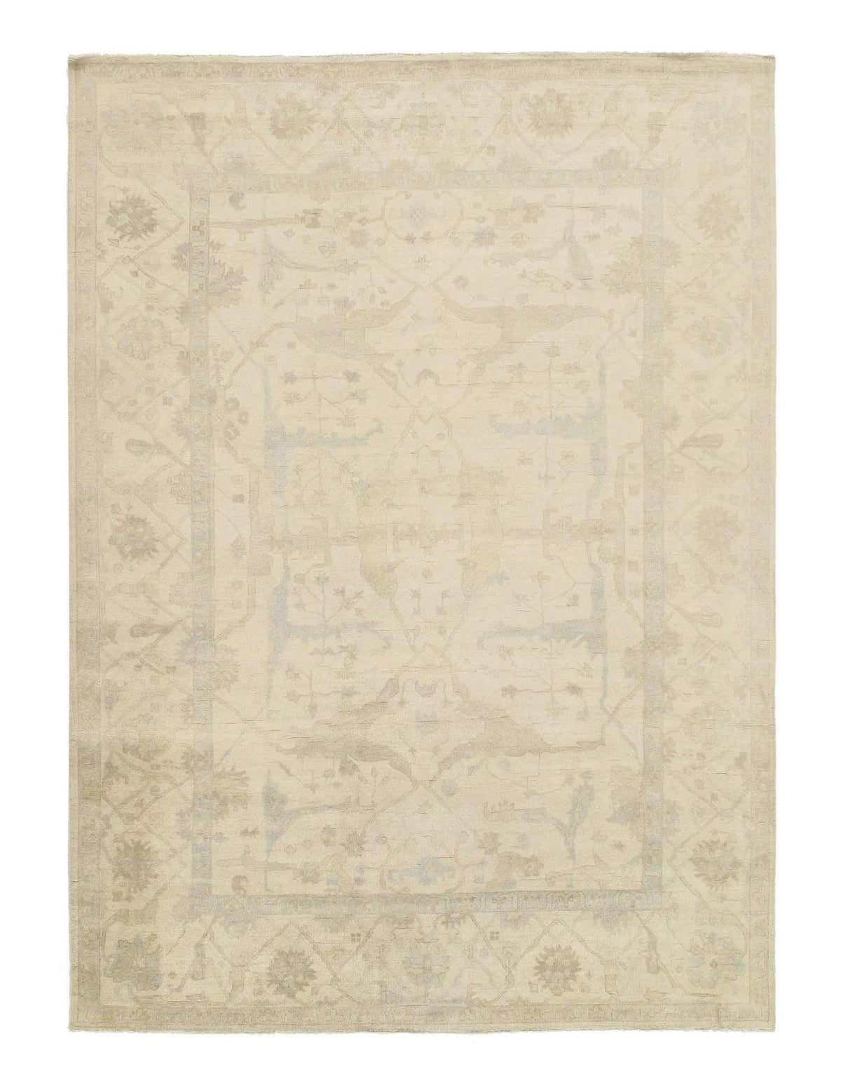 Canvello Ivory Fine hand Oushak Design Rug - 10' X 14'