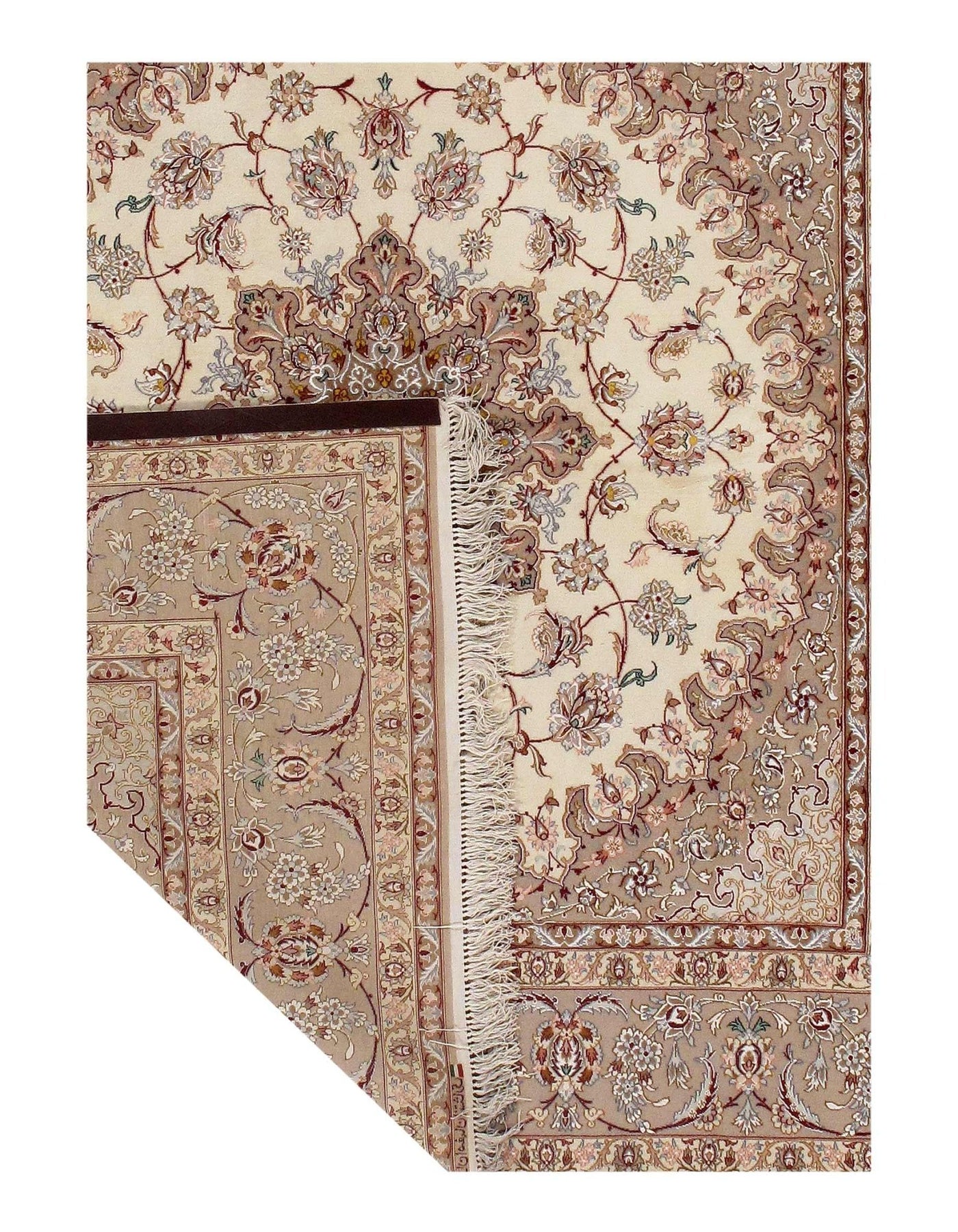 Canvello Ivory Fine Isfahan silk & wool Rug - 6'6" X 6'6" - Canvello