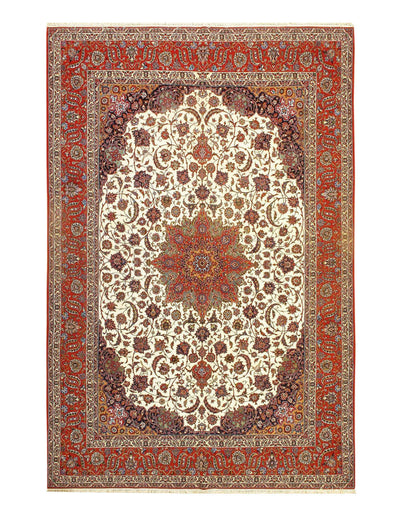 Ivory Fine Persian Isfahan silk & wool 8'2'' X 12'5