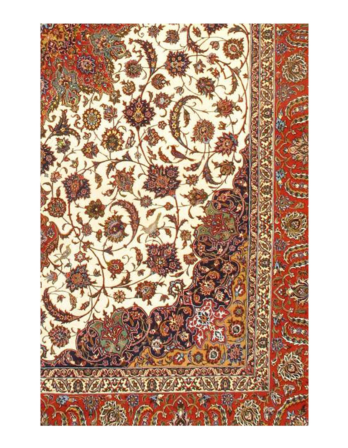 Ivory Fine Persian Isfahan silk & wool 8'2'' X 12'5