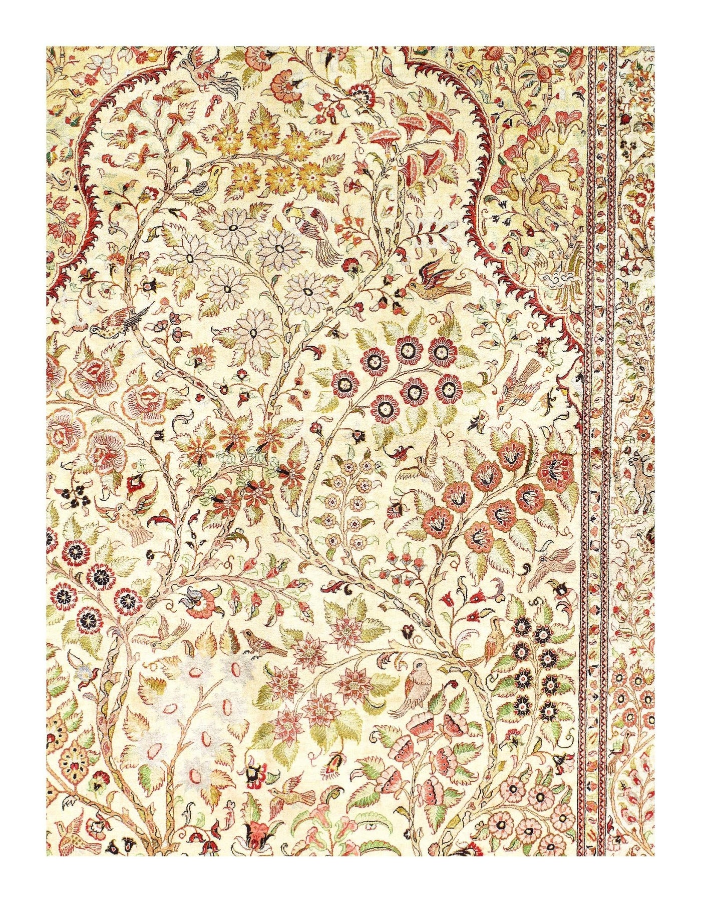 Canvello Ivory Fine Silkroad Pure Silk Qum 4'3'' X 6'7'' - Canvello